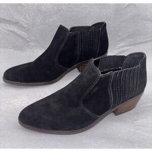 Lucky Brand Basel Folley Ankle Boot Women's 9.5 Black Suede Leather Heeled Boot